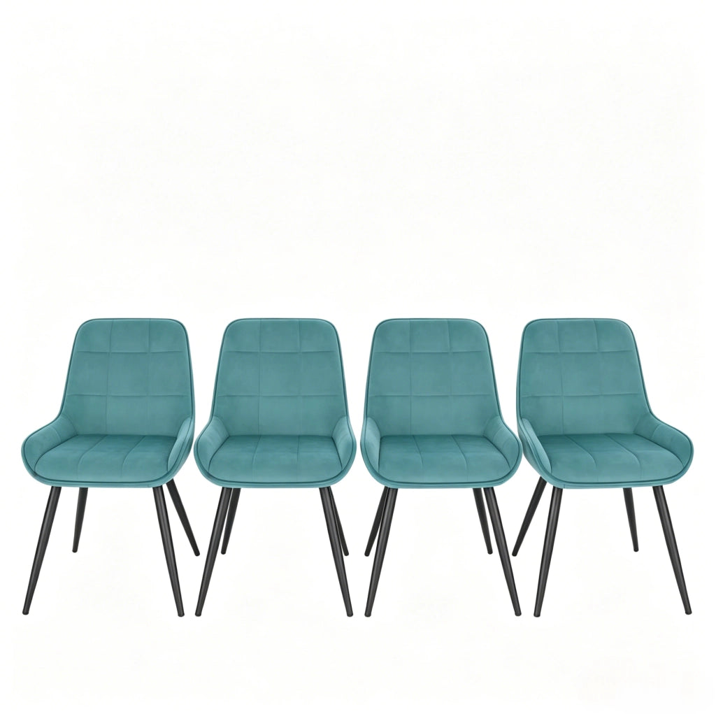 SEDIA Imbottita in Velluto Turchese Set da 4 pezzi, 81,5 cm