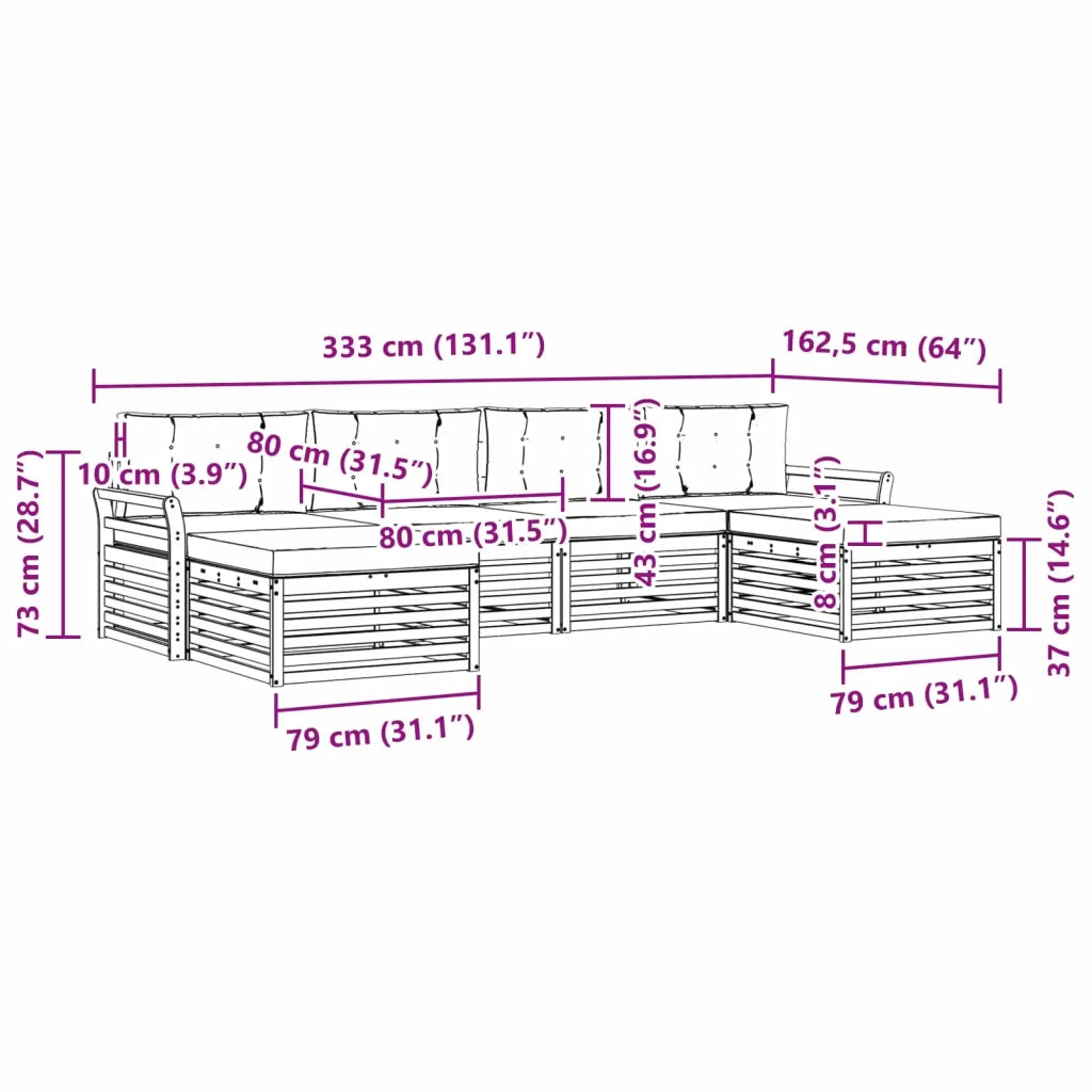 Set di divani da esterno 6 pz Bianco e Beige 3390928