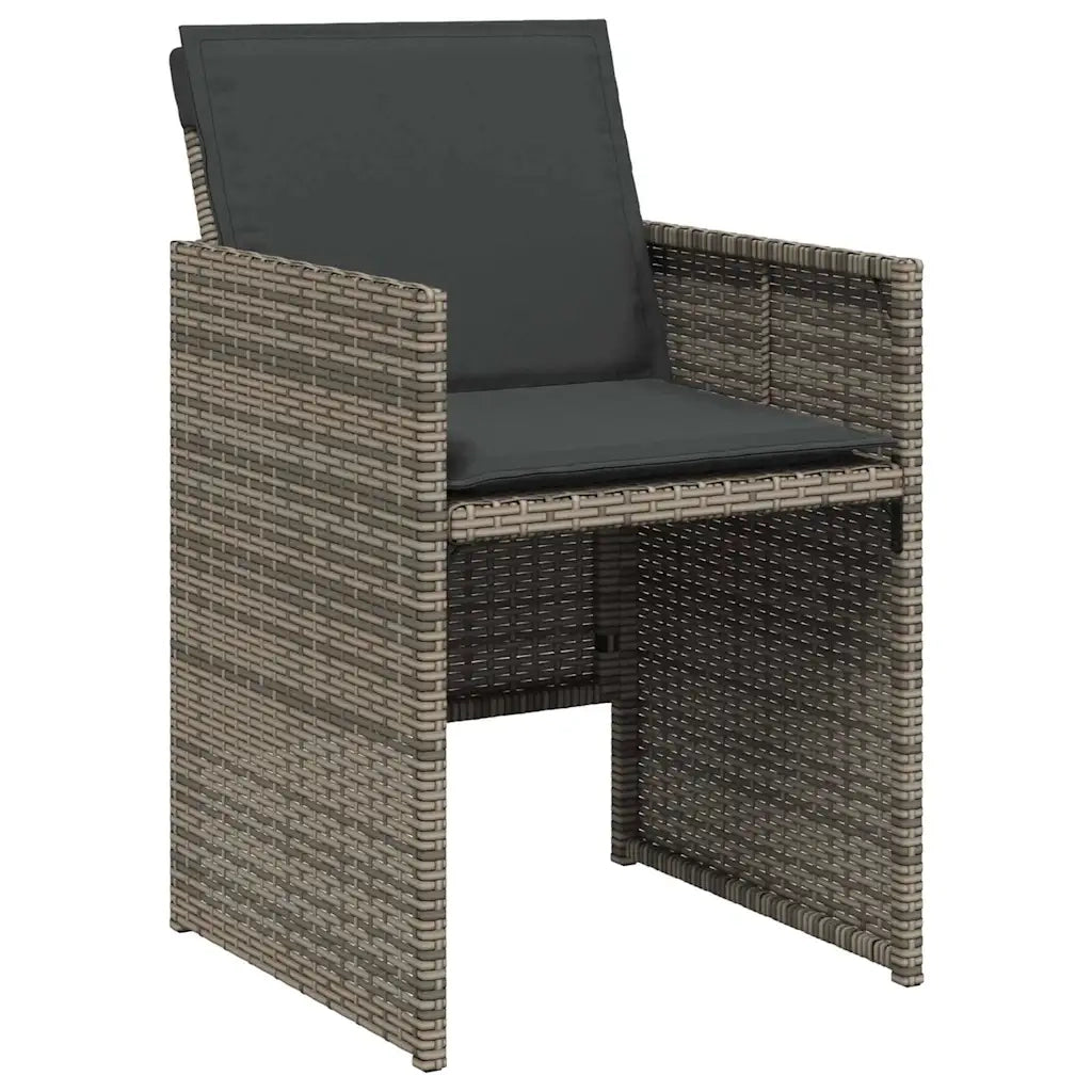 Set da Pranzo da Giardino 13pz con Cuscini Grigio in Polyrattan 3277813