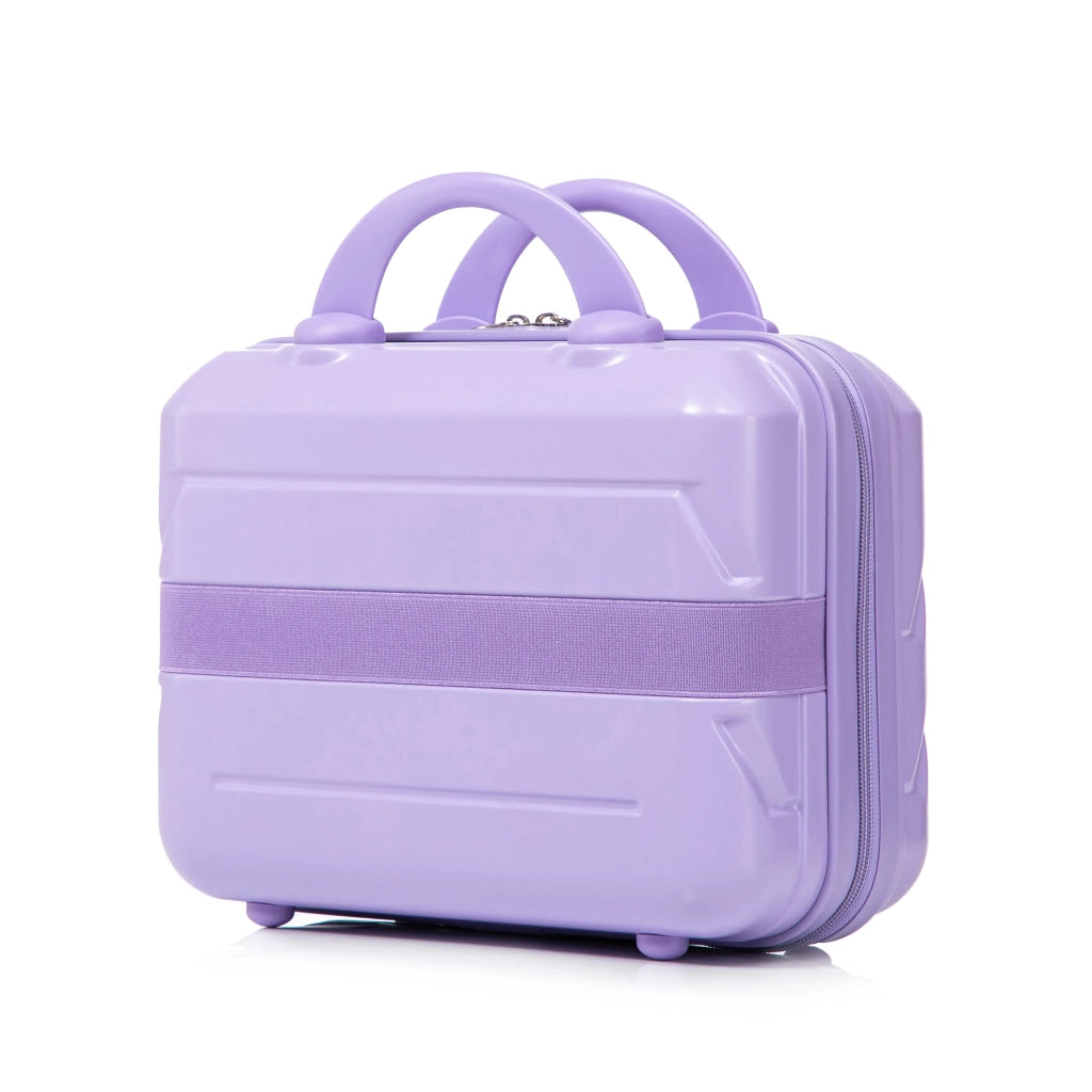 Set 2 valigie ABS con spinner e combinazione, blu + viola, 14"/19" + borsa cosmetica 14