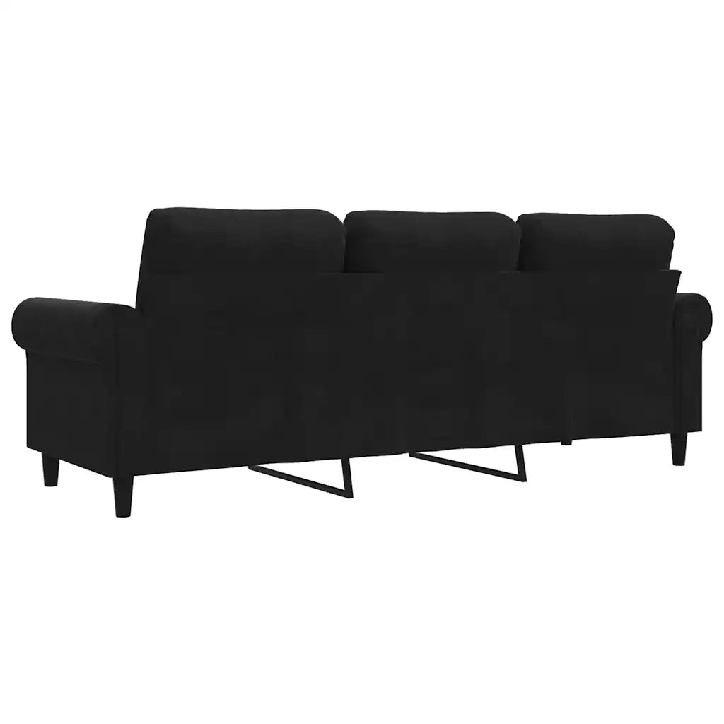 Divano a 3 Posti Nero 180 cm in Velluto 359544