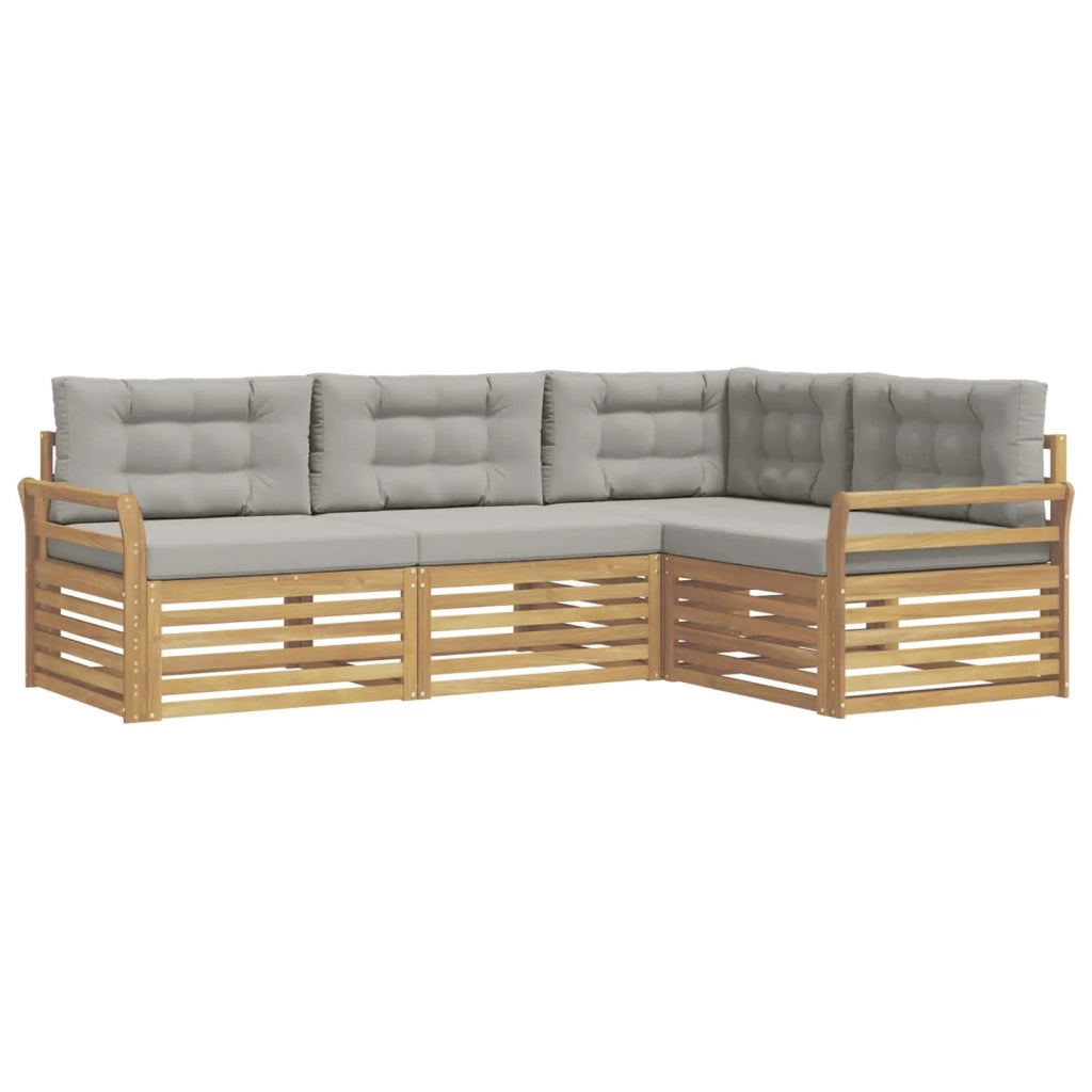 Set di divani da esterno 4 pz Bianco e Grigio Chiaro Poliestere 3390406