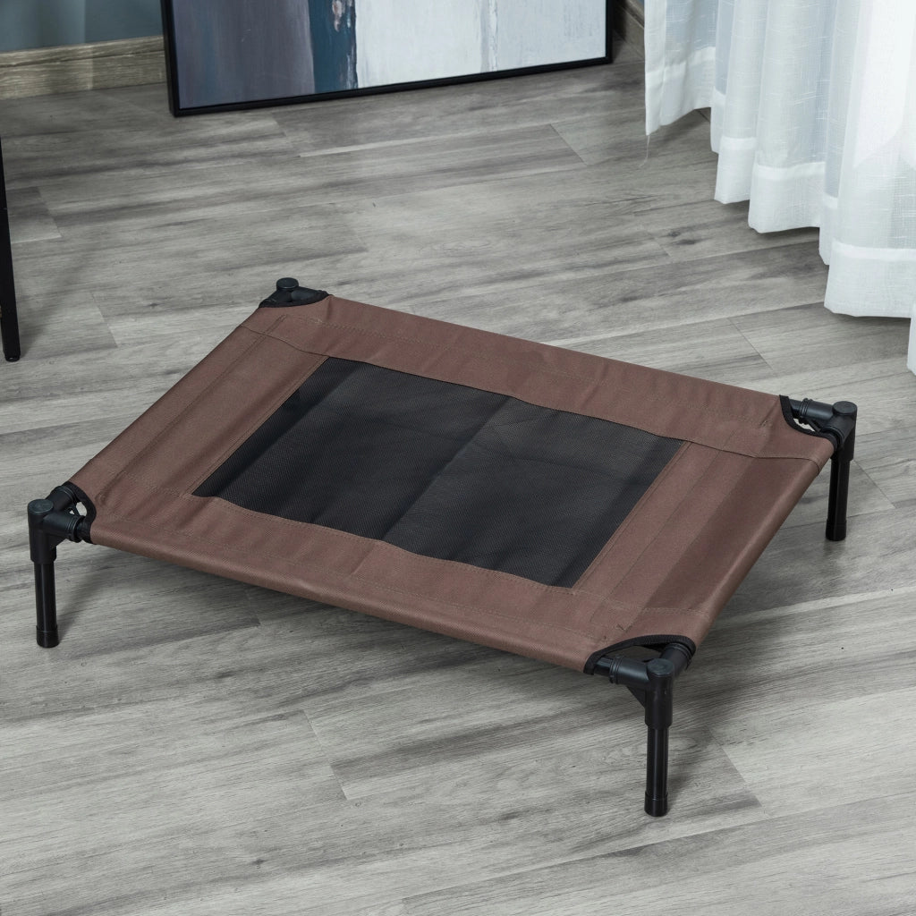 Lettino rialzato per cani in acciaio, 76 x 61 x 18 cm, marrone