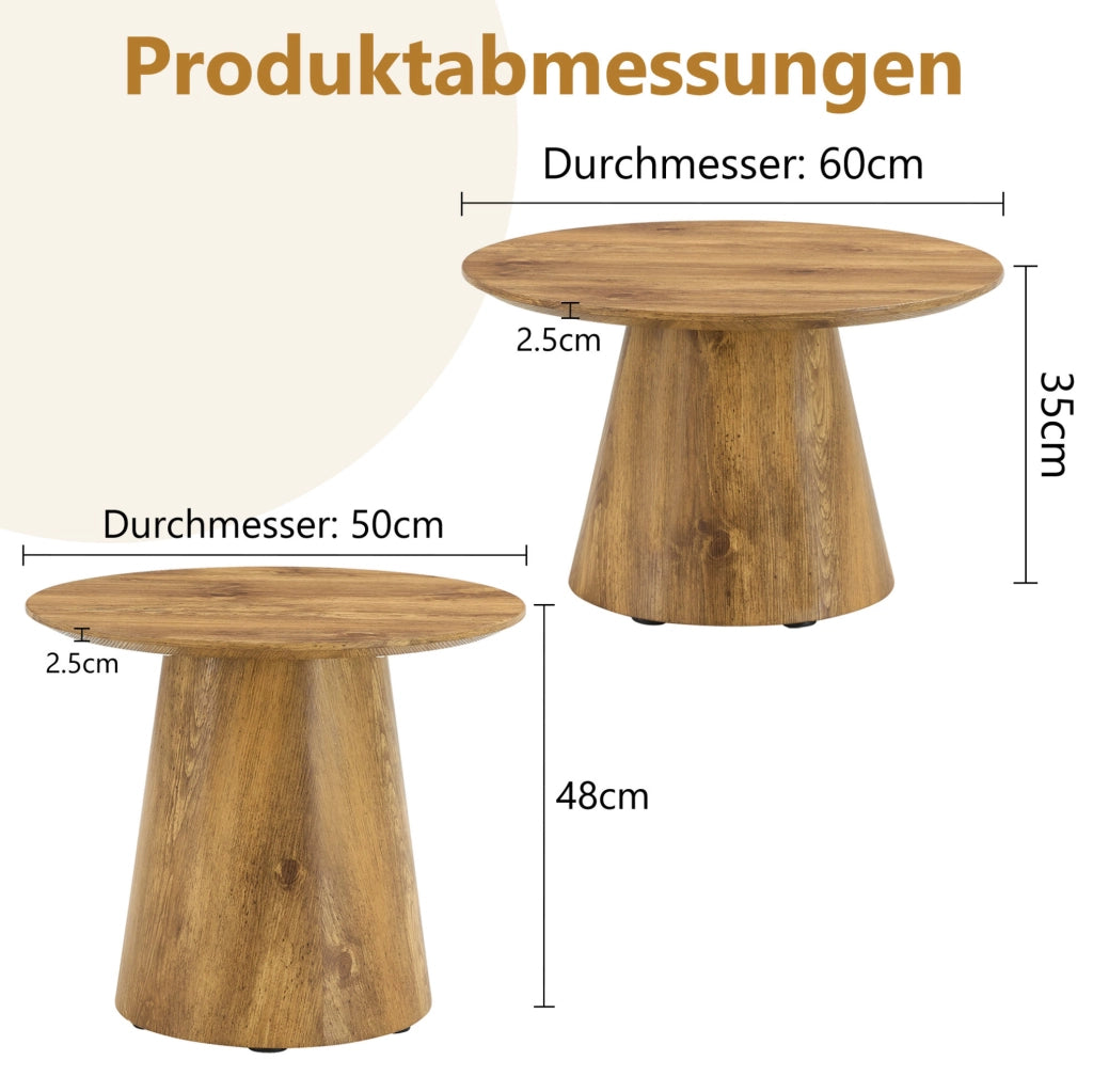 TAVOLINI Set da 2 pezzi 50x48 cm + 60x35 cm MDF effetto legno