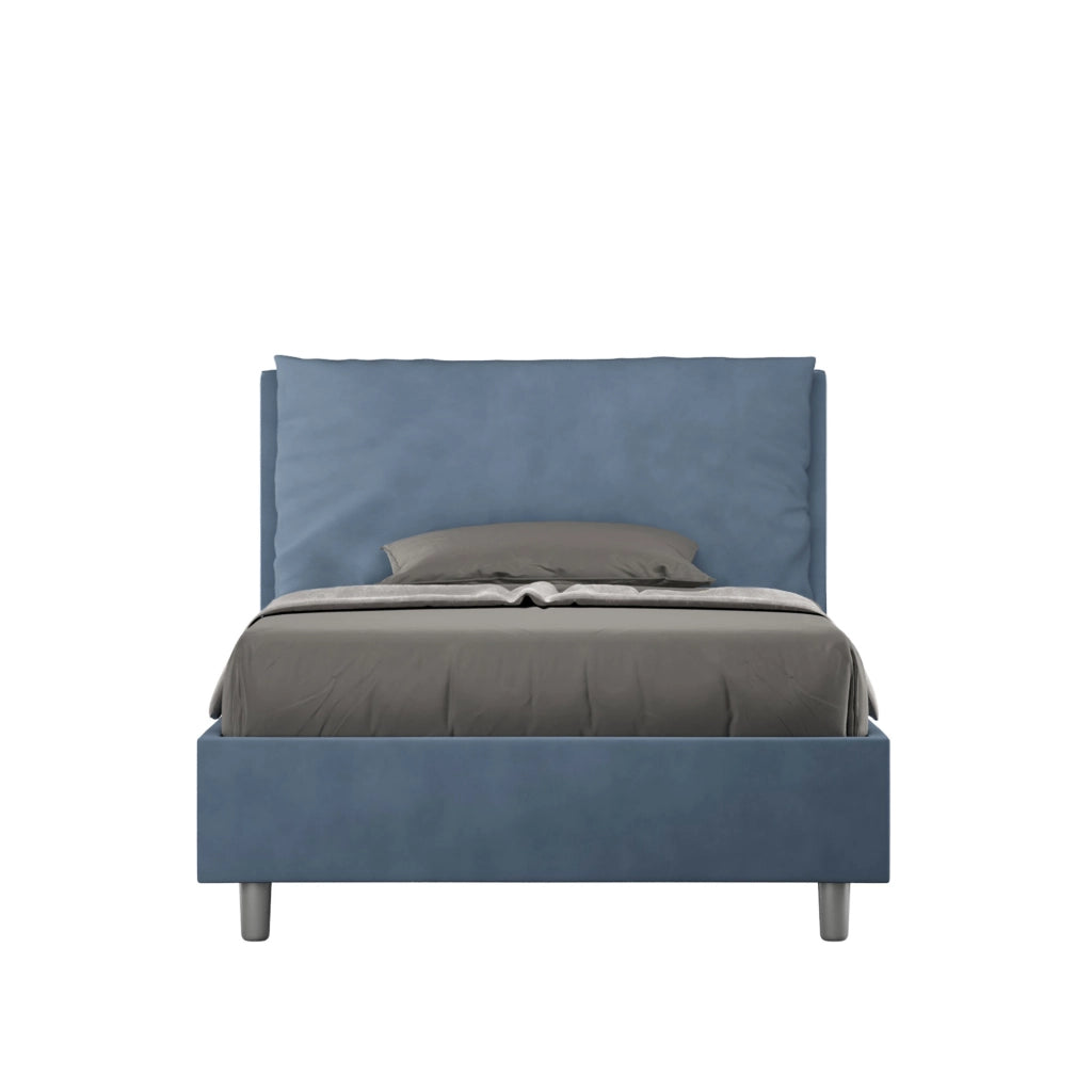 Letto 1 Piazza E Mezzo 110x210 cm con Rete Imbottito in Microfibra Antea Large Blu