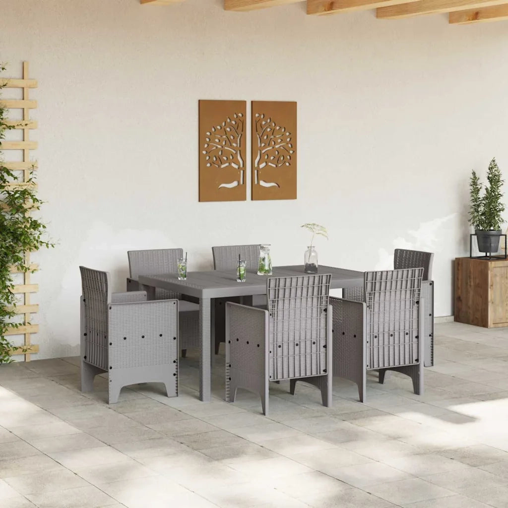 Set da Pranzo per Giardino 7 pcs Grigio chiaro Rattan Polt 3378569
