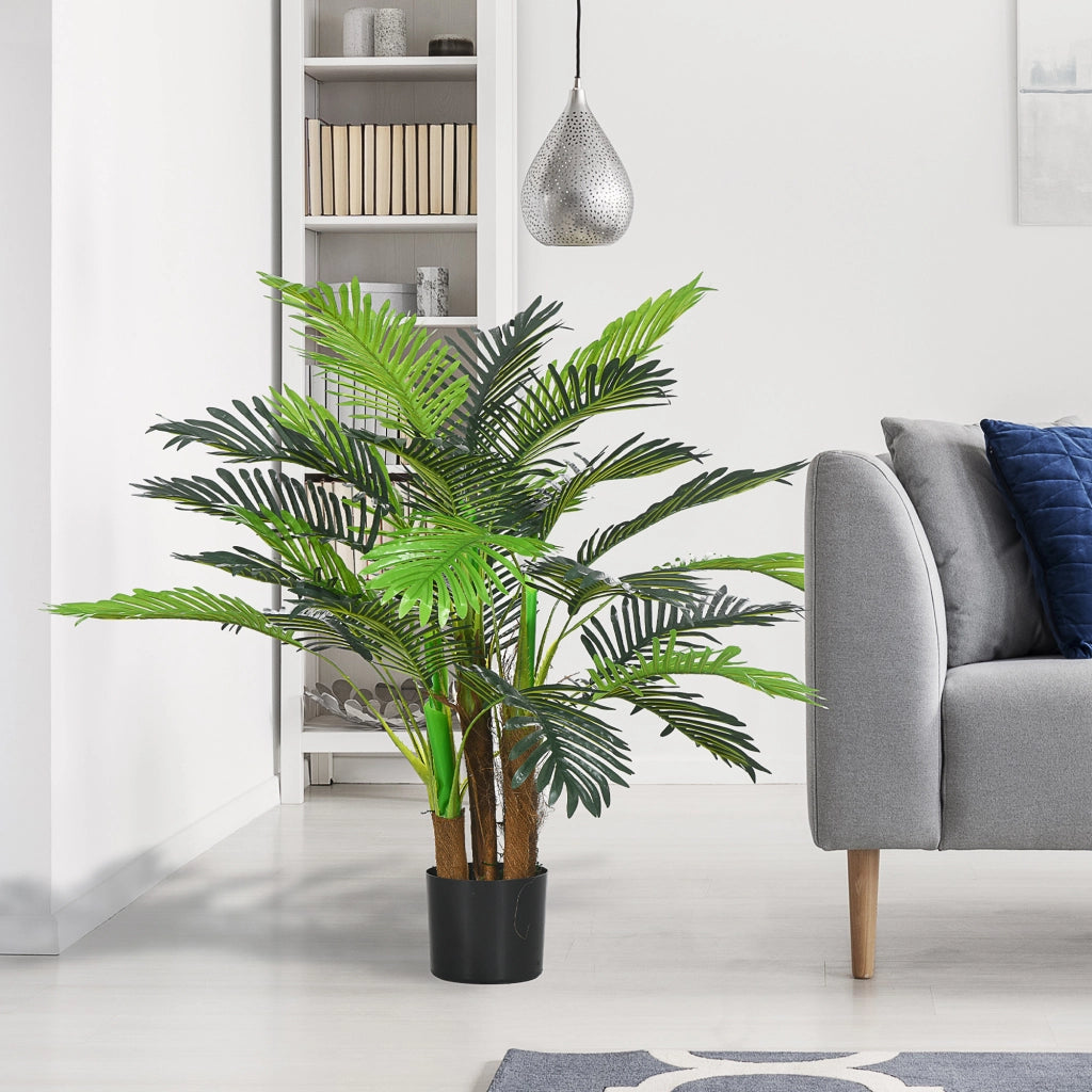 Palma artificiale con 5 fusti e rami modellabili in plastica verde per interni ed esterni