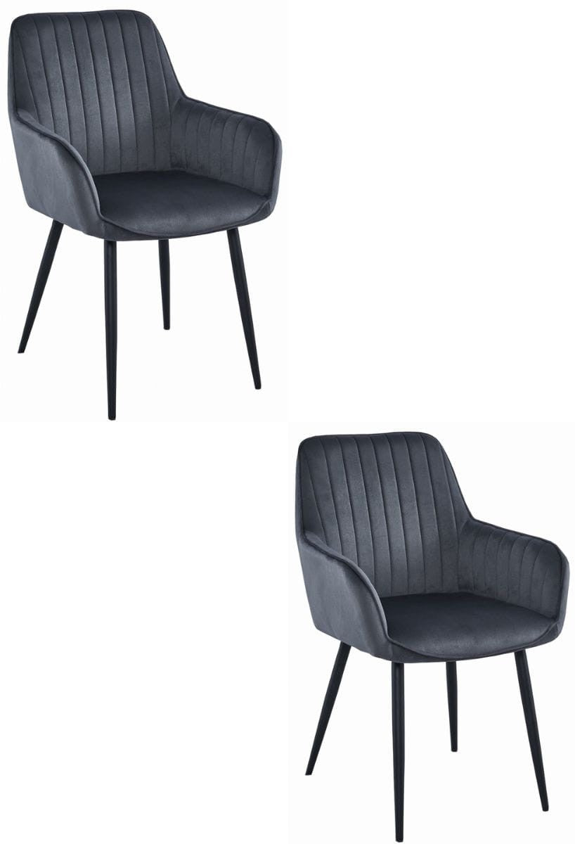 Sedia VALORA SELO - Velluto grigio scuro con gambe nere x 2